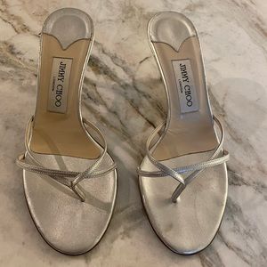 Luxe Silver strappy Jimmy Choo kitten heels